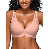 Jelly Bras for Women - Wireless Deep V No Underwire Bralette with Support - Seamless Comfortable Lightly Padded T-Shirt Bra