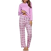 Marvmys Matching Pajamas for Couples Men & Women Long Sleeve Plaid Pjs Loungewear Pjs Set with Pockets S-3XL