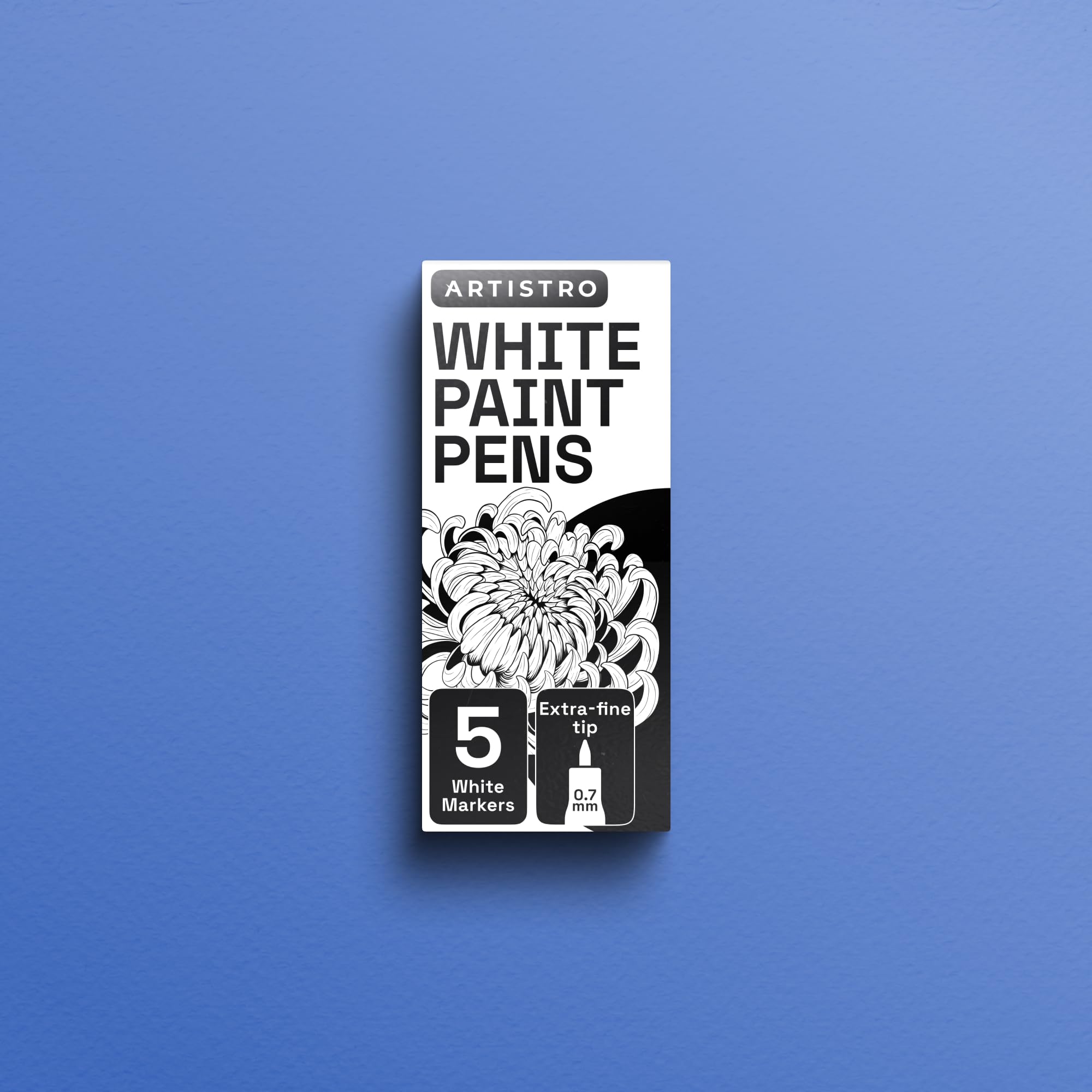 ARTISTRO 5 White Paint Pen for Glass Marking, Rock Painting, Ceramic, Wood, Tire, Fabric, Metal, Canvas - Set of 5 Acrylic Paint Markers Water-based - Extra-fine Tip