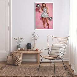 Vintage Funky Disco Ball Hot Girl Canvas Wall Art