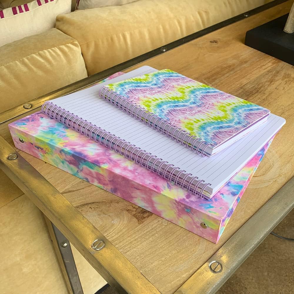 Steel Mill & Co Cute Decorative Hardcover 3 Ring Binder for Letter Size Paper, 1 Inch Round Rings, Floral Binder Organizer for School/Office, Tie Dye : Office Products