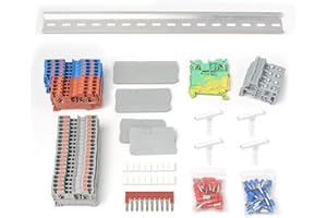 GUETNEU PT 2.5 Terminal Block Kit, Rail Type Voltage Terminal, Rail Combined Terminal Block, Top Entry Line, Plug-in Quick Connection, No Need for Screwdriver for Wiring
