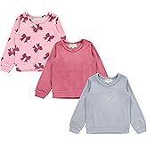 BTween Girls Cozy Velour Sweatshirt Set, 3 Pack of Soft Sweatshirts for Kids, Stylish Casual Outfits, Sizes 4-14