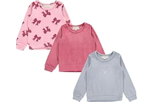 BTween Girls Cozy Velour Sweatshirt Set, 3 Pack of Soft Sweatshirts for Kids, Stylish Casual Outfits, Sizes 4-14