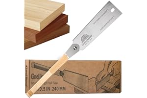 Gnellkoor Japanese Pull Saw, 9.5 Inch Ryoba Double Edge Saw of 9/18 TPI Professional Rip & Cross Cut Tool to Help Carpenter for achieve Soft Hard Woods or Furnitures Cutting Work Accurately Quickly