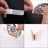 AIEX 24pcs 3D Butterfly Stickers Rose Gold 3 Sizes Wall Decals view 3