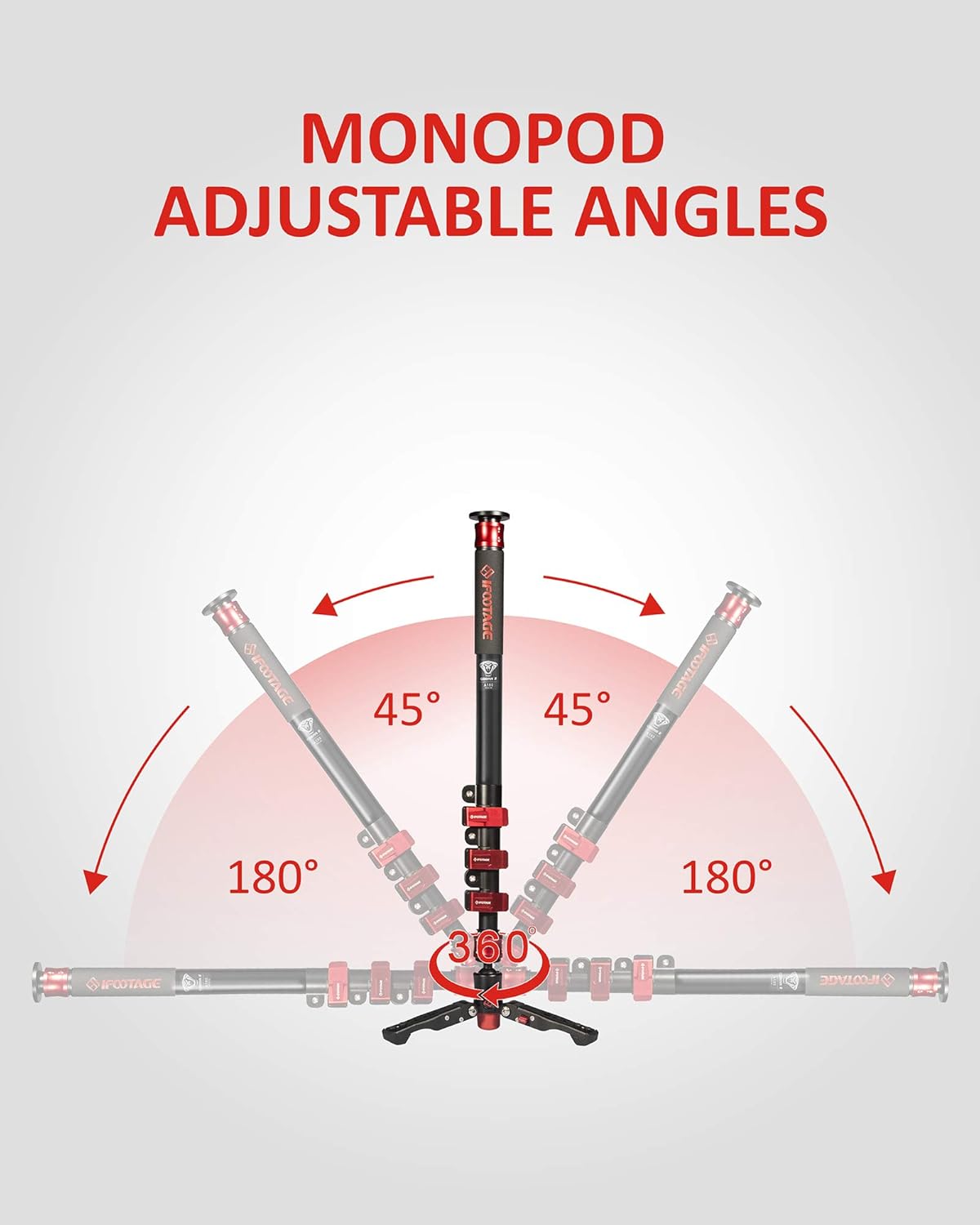 IFOOTAGE Video Monopod Professional 71" Aluminum Telescopic Monopods with Folding Three Feet Support Base Compatible for DSLR Camcorders : Camera & Photo