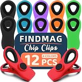 Chip Clips, Bag Clips for Food Storage, 12 Pack Multicolor | Magnetic Chip Bag Clips with Airtight Seal Grip for Food and Snack, Refrigerator, Fridge, Office, Garden, Long-Lasting Use