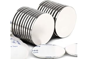 LOVIMAG Strong Neodymium Disc Magnets with Double-Sided Adhesive Powerful Rare Earth Magnets, Perfect for Fridge, DIY, Building, Scientific, Craft, and Office, 1.26 inch x 0.08 inch - Pack of 20