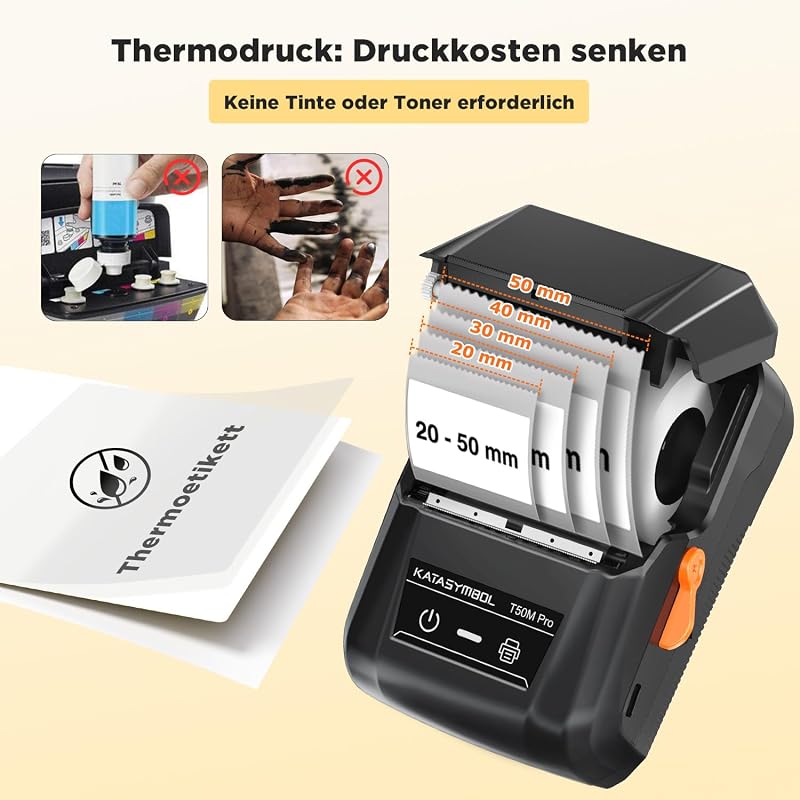 T50M Pro Etikettendrucker Bluetooth mit 1 Rolle breiten Etiketten