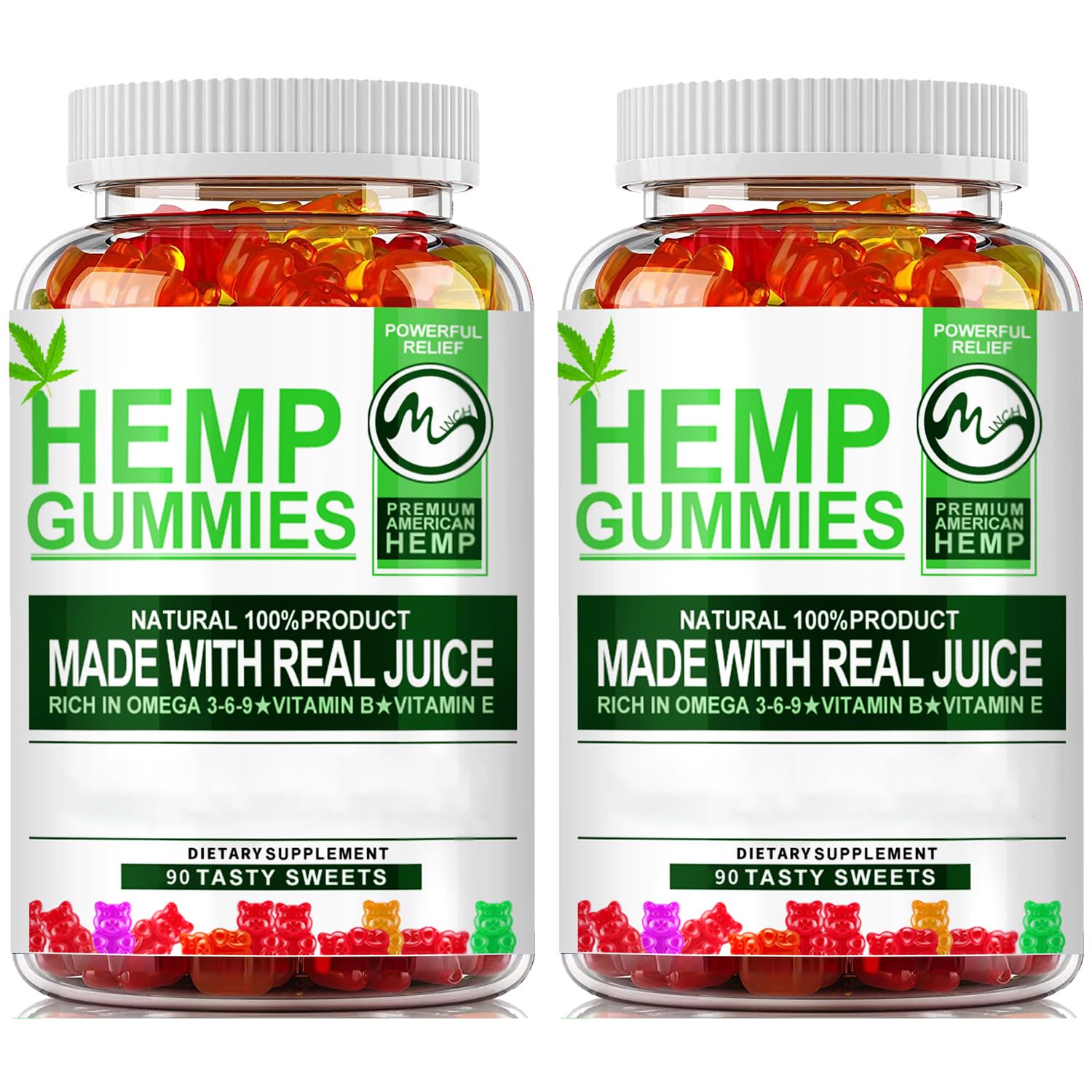 Photo 1 of (2 Pack) Gummies - 90PCS Stress Relief Fruity Gummy Bear with Hemp Oil exp: 02/27