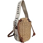 NIBD Flower Pearls Rattan Tote Bag Summer Beach Drawstring Straw Bucket Bag Diamonds Woven Handbag