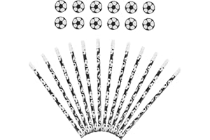 CykTxei 12-Pack Soccer Theme Pencils with Erasers Football Design School Supplies for Kids Birthday Party Favors and Classroo
