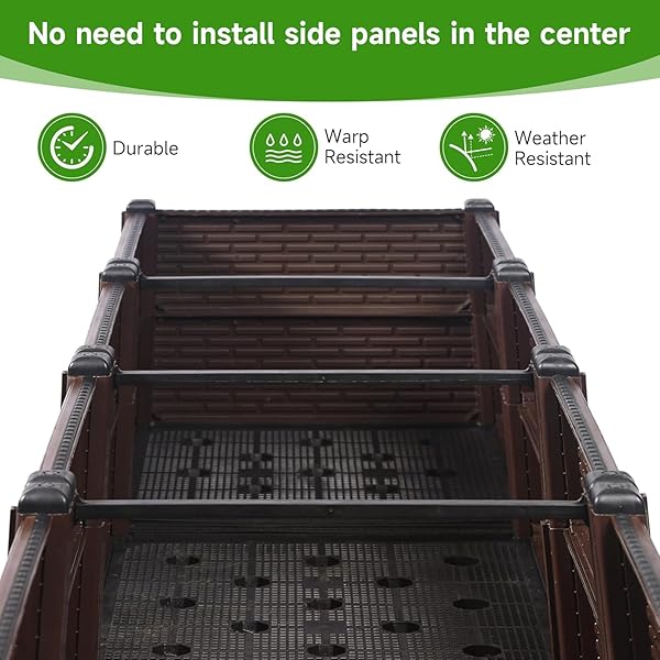 47X15X19IN RAISED GARDEN BEDS OUTDOOR, POLYPROPYLENE ELEVATED PLANTER BOXES OUTDOOR FOR VEGETABLES, FLOWERS, HERBS, GARDEN BOX WITH DRAIN OUTLET, HEAT AND FROST RESISTANCE PLANTERS, 300LB CAPACITY