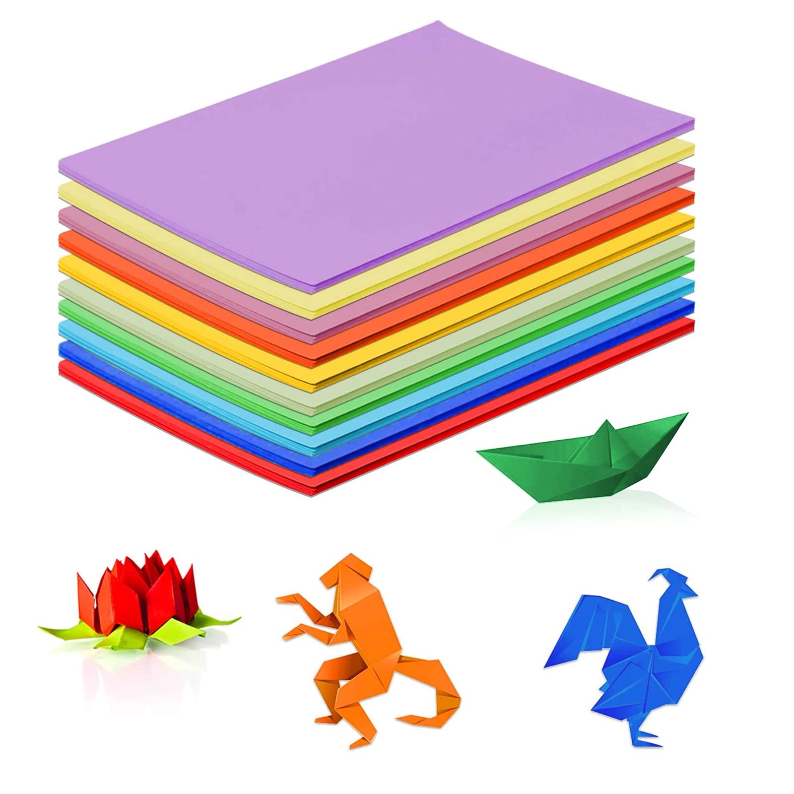 Kitnish 10 Colors 100 Sheets Coloured Paper A5 70g Handmade Origami Pastel Cardstock Color Copy Various Printers,DIY Arts,Sketch and Cutting Colorful Projects (A5)
