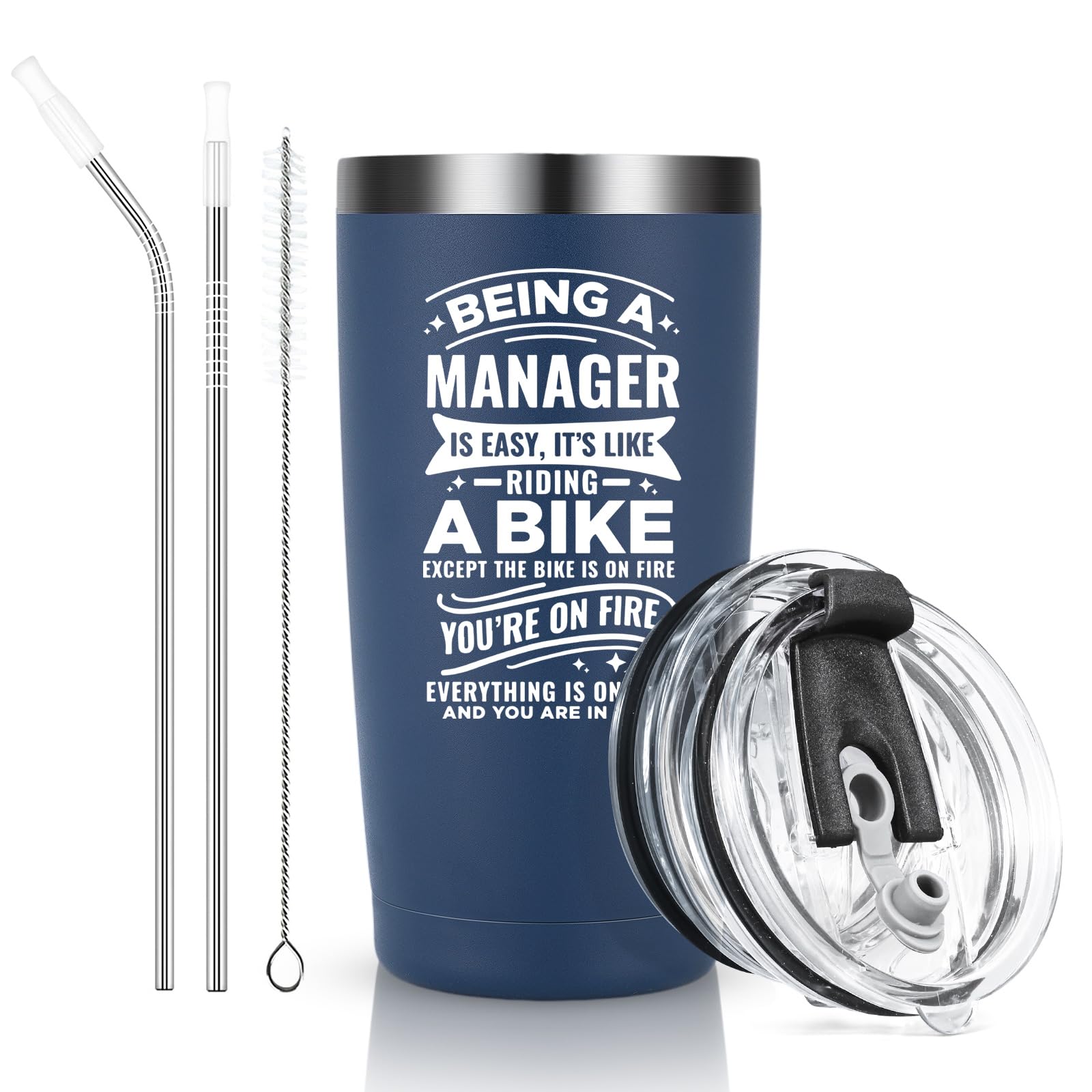 Livole Funny Boss Mug - Gifts for Christmas, Men, Dad - Being A Manager Is Easy It's Like Riding A Bike - Secret Santa Gift - 600ml Coffee Travel Mug