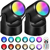 URTOM 6W RGBW Up Lights Indoor Halloween LED Floor Spotlight with Remote | Remote Control, Color Changing Uplights, Accent Lighting, 120V Plug In Spot Lights for Home Decoration Parties Plants, 2 Pack