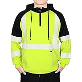 TICOMELA FR Reflective Hoodie for Men,Flame Resistant 7.5oz Lightweight Cotton Sweatshirt–High Visibility Non-Fleece Workwear