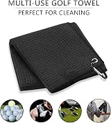 FUZVOL Golf Cleaner Brush and Towel Set with Carabiner Black view 5