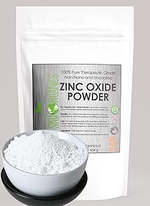 Zinc Oxide Powder By Sky Organics 16oz- Uncoated & Non-Nano- 100% Pure Cosmetic Grade- For DIY Sunscreen, Lotion, UVA and UVB protection- Ideal for Diaper Rash Cream