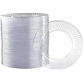 Prestee 100 Pack Clear Plastic Plates for Party - 6.25 Inch Small Round Dessert Plate and Appetizer Platter - Heavy Duty Disposable Plastic Plates for Parties, Weddings, Caterings and Events