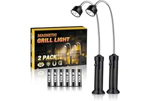 MOIPEJO BBQ Grill Light, Barbecue Grilling Accessories for Outdoor Grill with Flexible Neck, Magnetic Base, Christmas Stocking Stuffers Birthday Grilling Gifts for Men Dad, 2 Pack-Batteries Included
