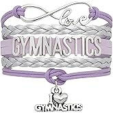 Sportybella Gymnastics Bracelet, Gymnastics Jewelry, Purple Infinity Love Charm Bracelet - Gift For Gymnasts
