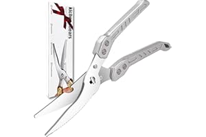 SLEMOON Heavy Duty Kitchen Scissors for Food,Scissors All Purpose Poultry Shears Turkey,Chicken,Meat,Seafood,Herb Scissor Cutter,Detachable and Dishwasher Safe Super Sharp Kitchen Shears Silver