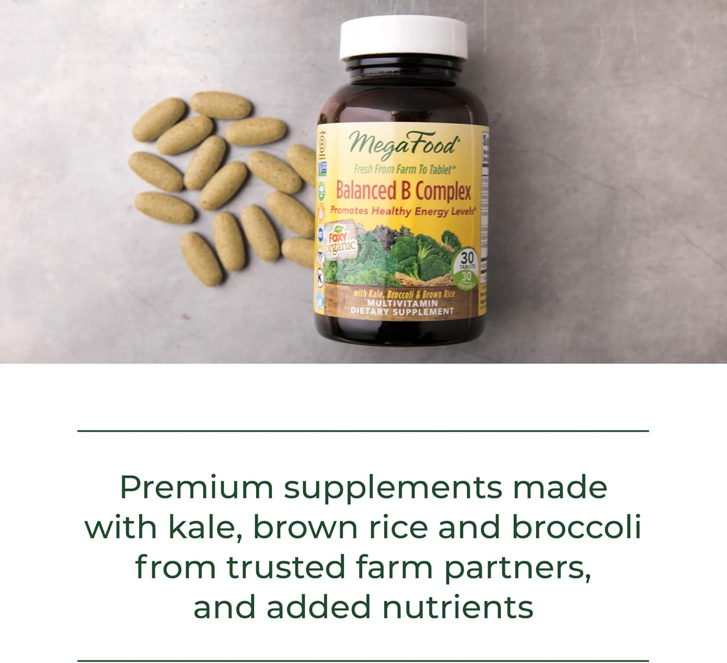MegaFood, Balanced B Complex, Promotes Healthy Energy Levels, Multivitamin Dietary Supplement, Gluten Free, Vegan, 90 Tablets (90 Servings): Health & Personal Care
