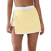 YIPINK Women's Athletic Skort with Built-in Shorts -Tennis Skirt with Pockets, High Waisted Side Slit Yoga Skirt with Trim