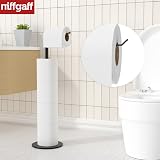 niffgaff Freestanding Toilet Roll Holder Stand, Stainless Steel, Black Finish view 3