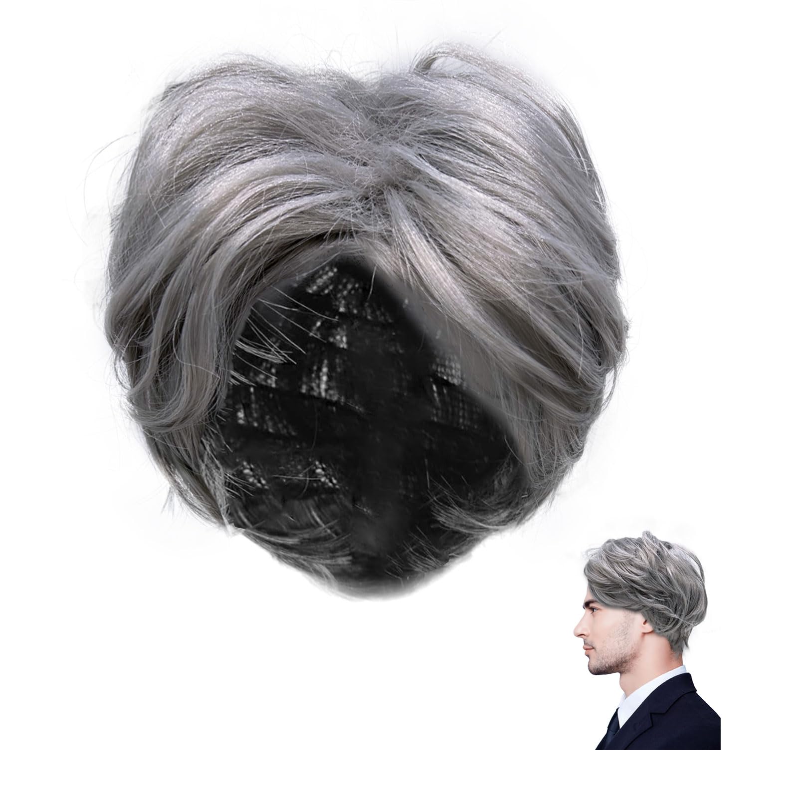 XNIVUIS Old Man Wigs Men's Wigs,Grandpa Wigs,Old Men Costume Accessories,Party Wigs,Cosplay Wigs,Scientist Professor Wigs,Grandpa Accessories for Halloween Carnival Party Cosplay Performance (C)