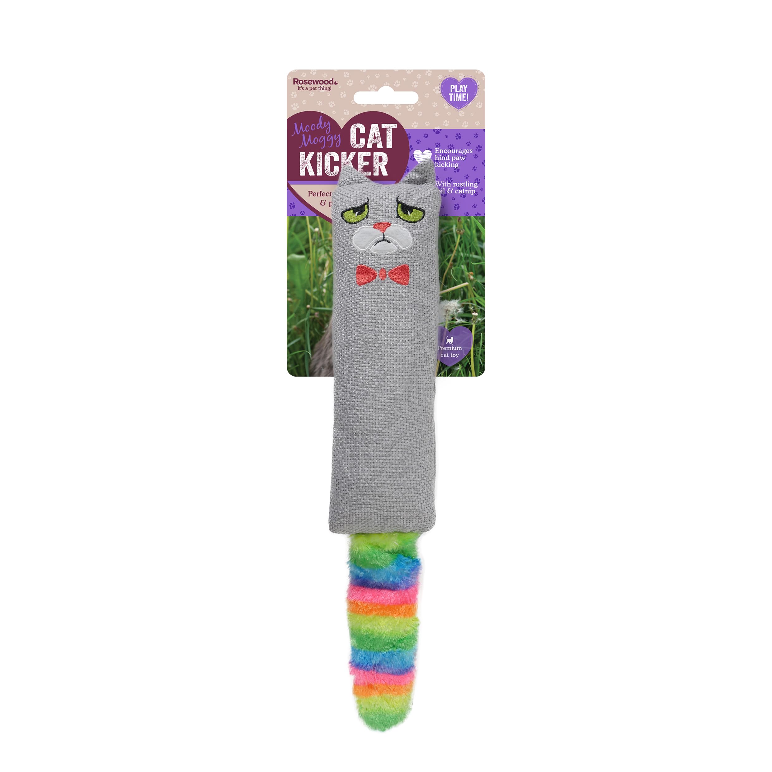 Rosewood Moody Moggy Rainbow Cat Kicker - Colorful Interactive Catnip Cat Toy for Kicking & Playful Exercise