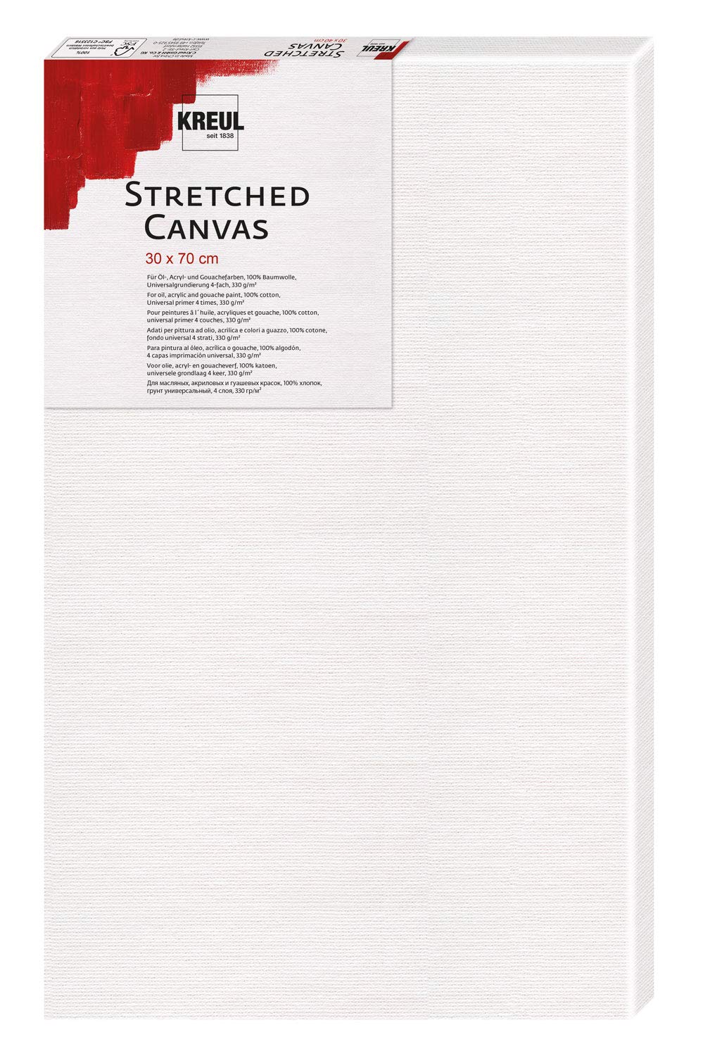 KREUL 593070 Stretched Canvas Stretcher Frame 30 x 70 cm Beginner Quality Ideal for Acrylic and Gouache Paints Cotton Canvas 4 Positions Primed