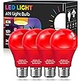 Red Light Bulbs [ 4 Pack] Christmas Light Bulbs 9W (60W Equivalent) A19 LED Red Light Bulbs Indoor/Outdoor, E26 Base Non-Dimmable,720LM Porch Light, LED Light Bulb for Christmas Day Decorations