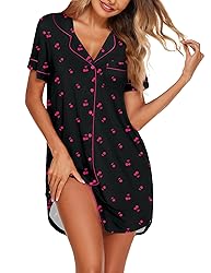 Ekouaer Nightgowns for Women Button Down Sleepshirt