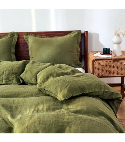 Simple&Opulence 100% French Linen Sheets King Size Set | 4 Pc Sage Green Bedding, Breathable & Soft For All Seasons