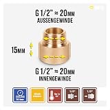 HYDROBIL 1/2" BSP 15mm Extension Nipple Solid Brass Plumbing Fitting 10 Bar 95°C view 2