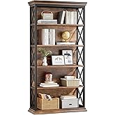 LITTLE TREE 6-Tier Bookcase, 71 Inches Industrial Bookshelves, Floor Standing Display Storage Shelves Tall Bookcase for Home 