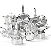 T-fal Gourmet 15-Piece Stainless Steel Pots and Pans Set, Induction Compatible