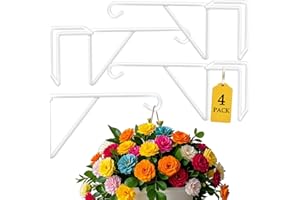Zacool Vinyl Fence Hooks-4 Pack 5 x 10 Inches Heavy Duty White Patio Hooks Coated Steel Fence Hangers for Hanging Plants Bird Feeders,Lights,Basket,Pool Tools