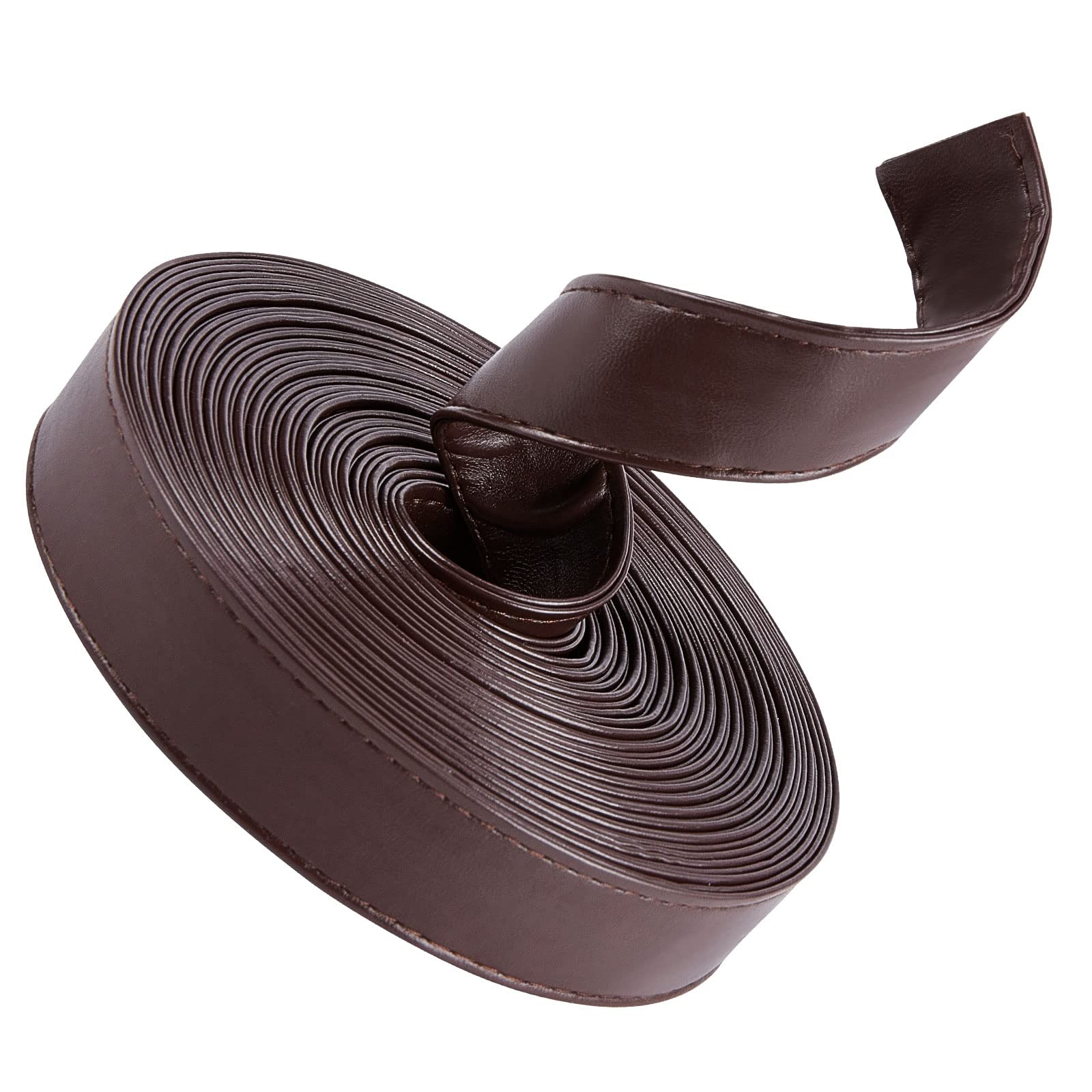 GORGECRAFT 5M Double Sided Leather Strips 1 Inch/25MM Wide Shoulder Bag Leather Strap Roll Coconut Brown Smooth Leather String Flat Cord for Clothing Making Handles Pet Collars Traction Ropes Belt