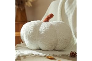 YRXRUS Pumpkin Pillows, Thanksgiving for Pumpkin Throw Pillows, White Pumpkin Shaped Pillow for Fall Room Decor, Teddy Cute 6x12 Inches Soft Pillow for Thanksgiving Day, Accent Big Fall Pillows