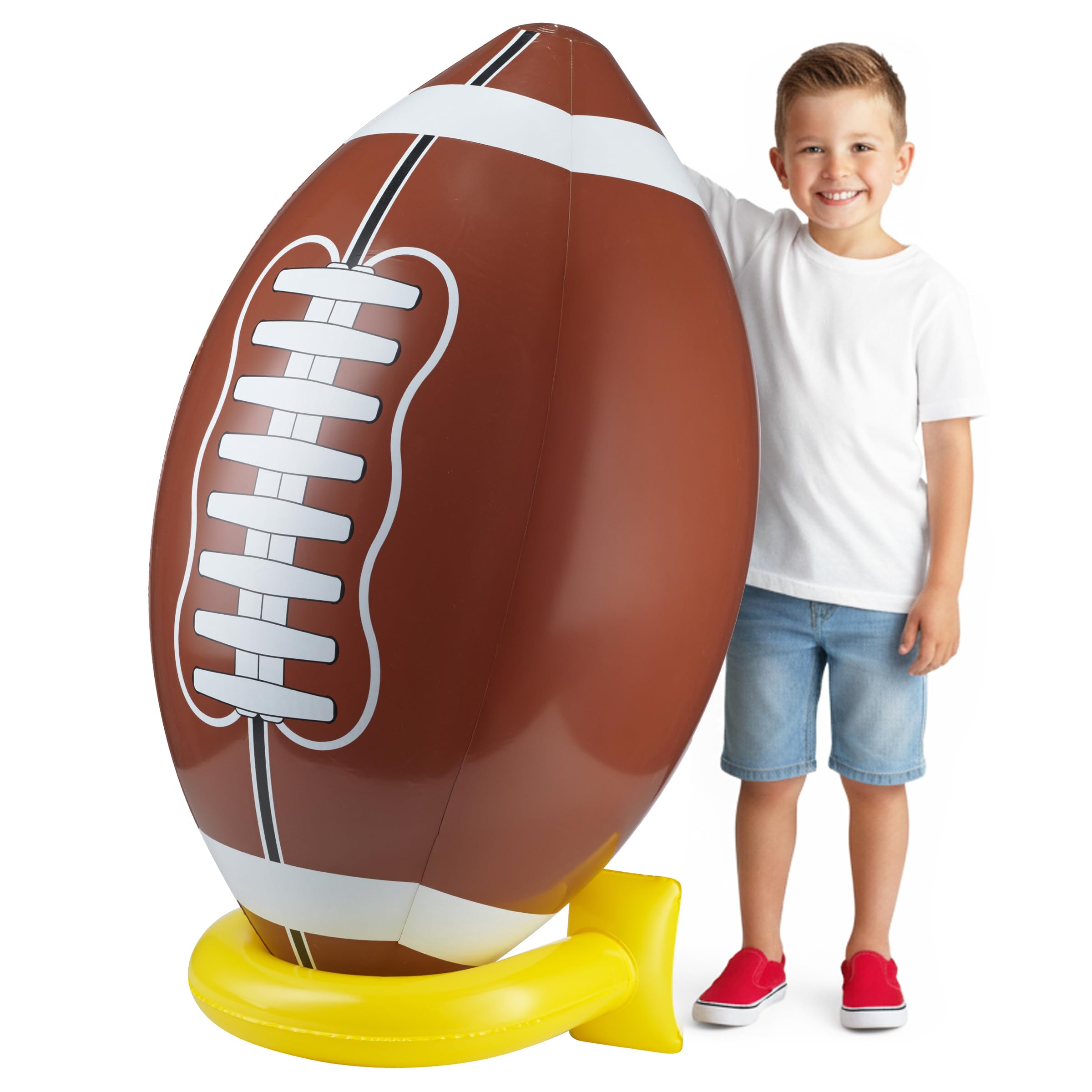 Photo 1 of 36" Jumbo Football Party Decorations With Tee - Big Giant Size Blow Up Football Toy For Outdoor Games, Party Supplies, Birthday Decorations, Gameday Tailgate Fun Activities For Kids And Adults