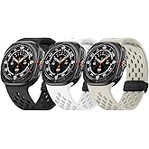 ANCOOL Compatible with Samsung Galaxy Watch Ultra Band 47mm, Silicone Magnetic Breathable Band for Samsung Galaxy Watch Ultra Bands Men Women, Black+White+Starlight