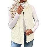 EVALESS Womens Puffer Vest Lightweight Stand Collar Sleeveless Cropped Quilted Jackets Button Fall Zip Up Coat Outerwear