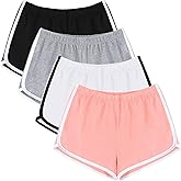 URATOT 4 Pack Yoga Short Pants Cotton Sports Shorts Gym Dance Lounge Shorts Dolphin Running Athletic Shorts for Women