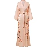 BABEYOND Kimono Robe Cover up with Box Long Floral Satin Sleepwear Silky Bathrobe Bachelorette Robe