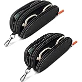 Tangoner Double Eyeglasses Case Soft Portable Zipper Sunglasses Pouch with Keychain Clip for Men Women