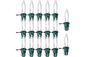 Mudder 200 Count Replacement Christmas Tree Light Bulbs 2.5v 0.425 Watt Mini Replacement Light Bulb Incandescent Wire String Lights Prelit Xmas Tree Decoration(Green Base with Warm White Bulb)